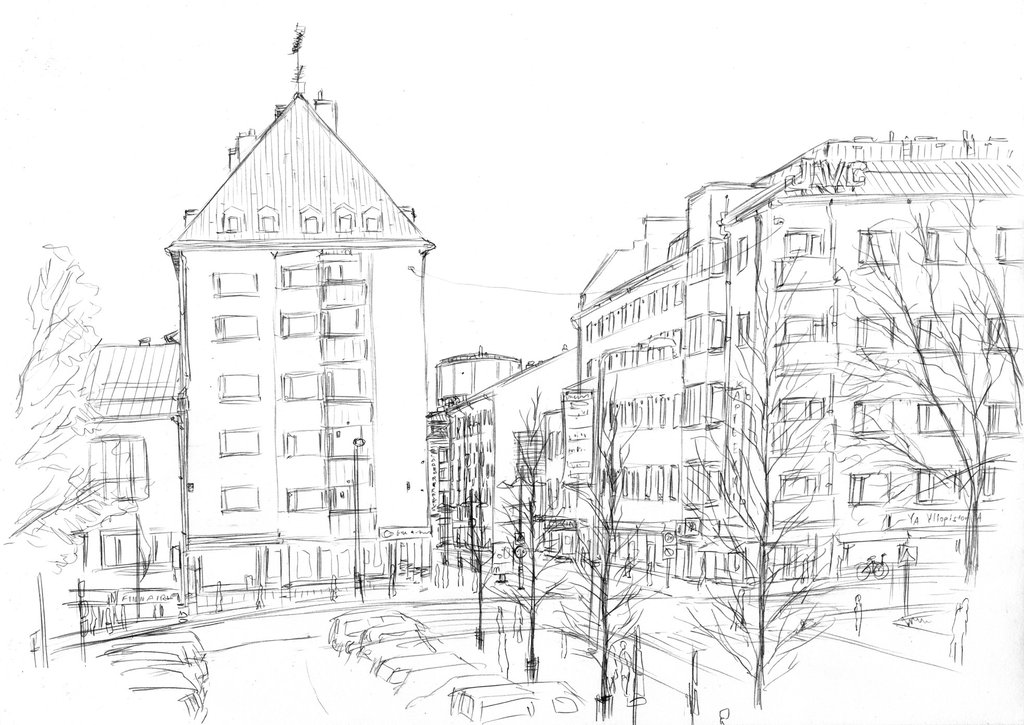 1024x725 Town Sketch By Penuser - Town Sketch