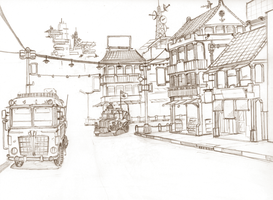 900x659 Colonial Town Idea Sketch By Dan338 - Town Sketch