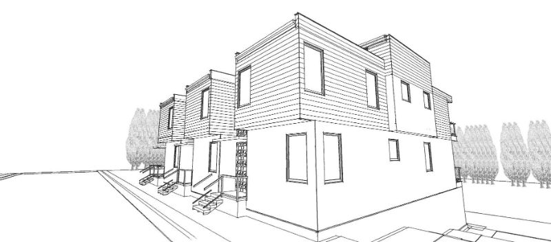 800x352 3 Bedroom Townhouse Lake Stevens Design Build - Townhouse Sketch