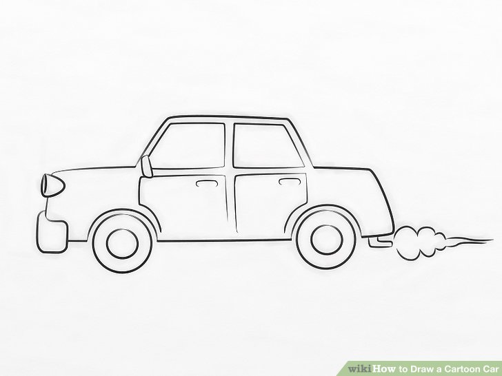 728x546 How To Draw A Cartoon Car 8 Steps (With Pictures) - Toy Car Sketch