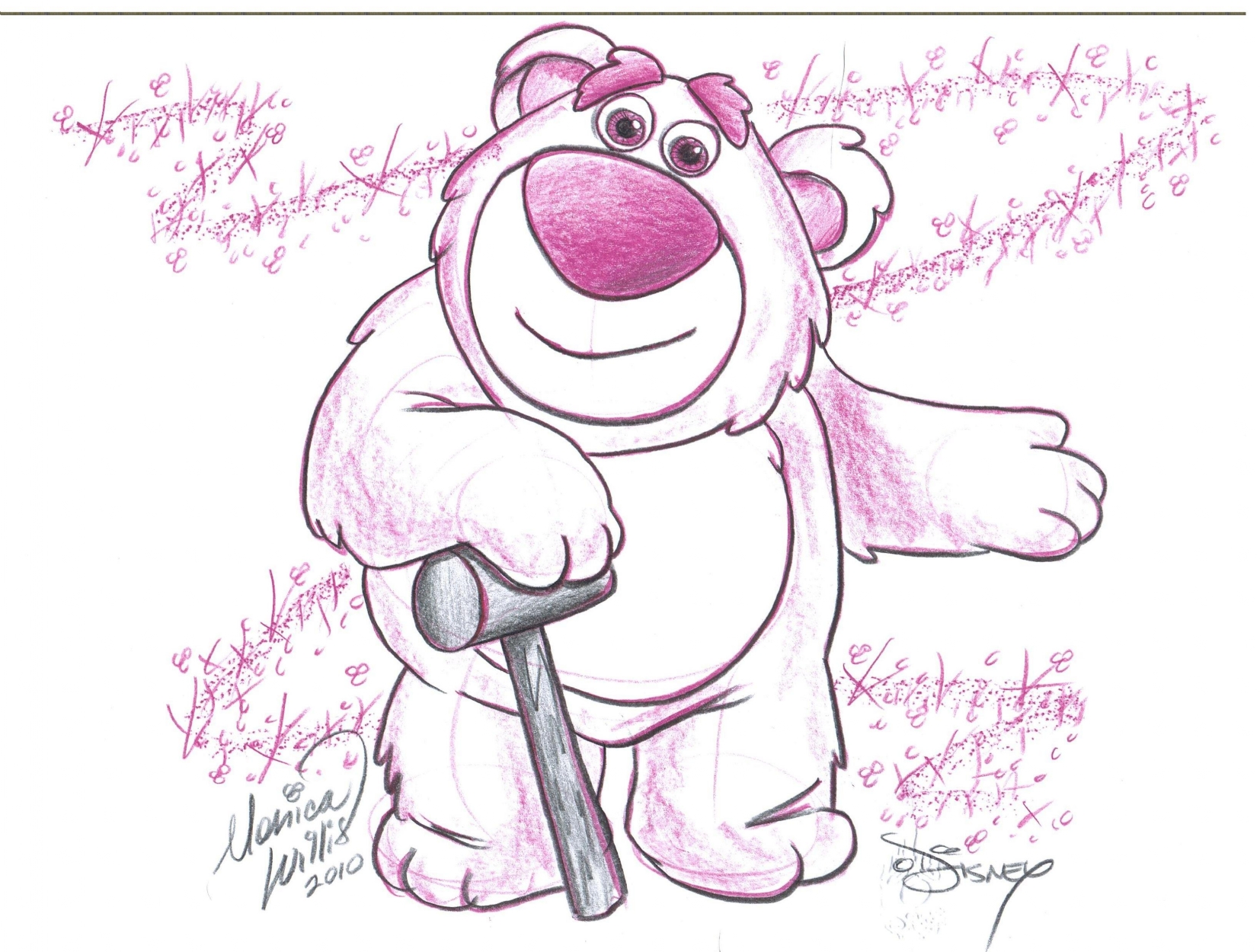 1654x1250 Lotso From Toy Story 3 By Monica Willis From Disney World Studios - Toy Story 3 Sketch