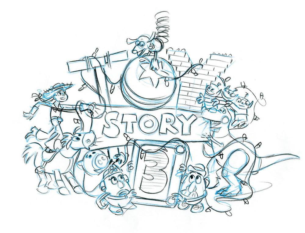 1000x764 Pixar Animation Studios - Toy Story Sketch