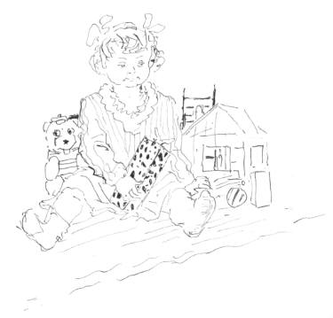 375x359 Saatchi Art Girl With Toys Drawing By Smbat Bagdasaryan - Toys Sketch