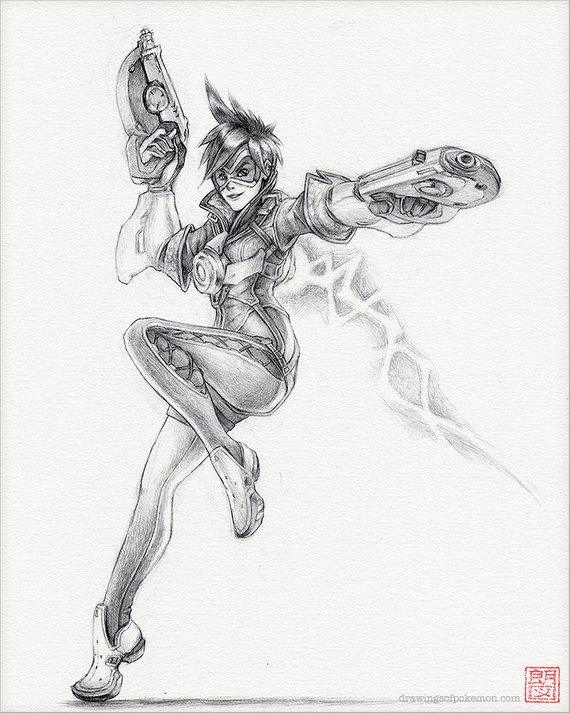 570x713 Tracer Overwatch 8 X 10 Print Overwatch Drawing Etsy - Tracer Sketch