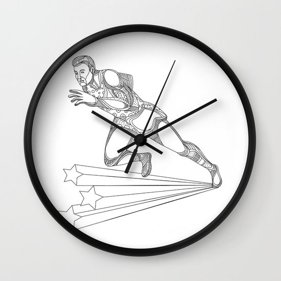 550x550 Track And Field Athlete Running Doodle Art Wall Clock By - Track And Field Sketch