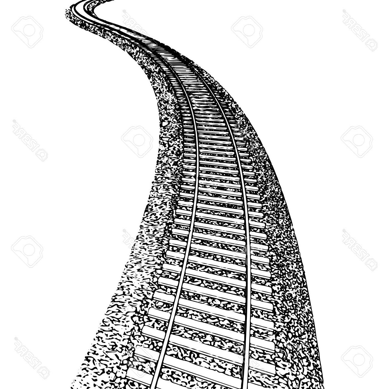 1300x1300 Hd Vector Curved Endless Train Track Sketch Of Outlines Drawing - Track Sketch