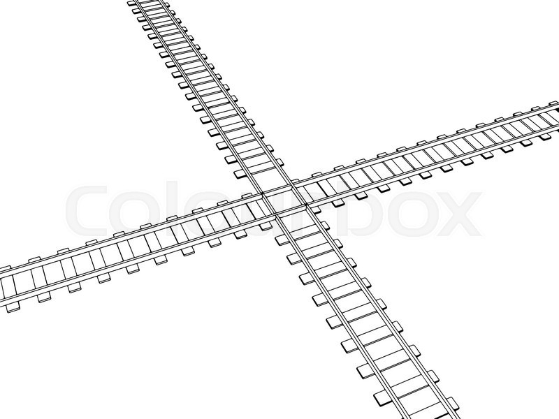 800x600 Vector 2d 3d Railway, Railroad Track Sketch. On White 1 Stock - Track Sketch