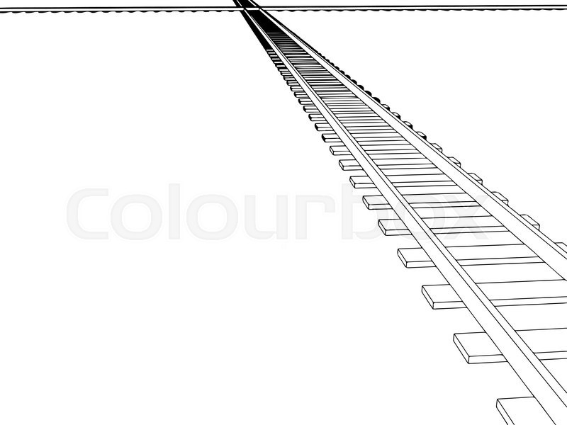 800x600 Vector 2d 3d Railway, Railroad Track Sketch. On White 4 Stock - Track Sketch