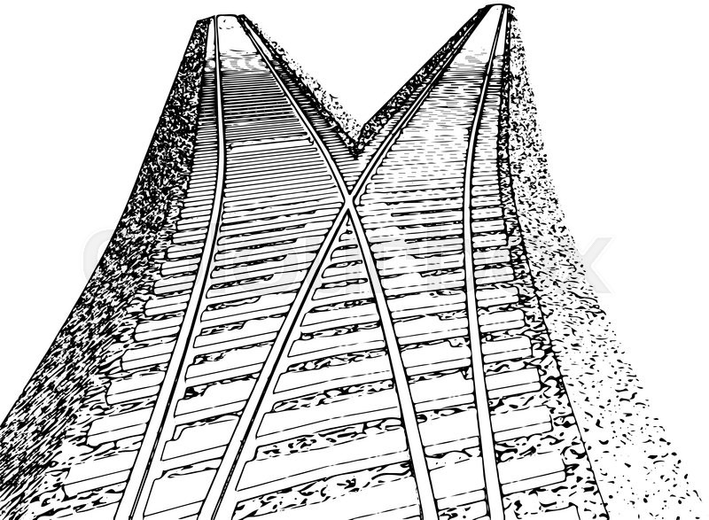 800x587 Vector Curved Endless Train Track. Sketch Of Curved Train Track - Track Sketch