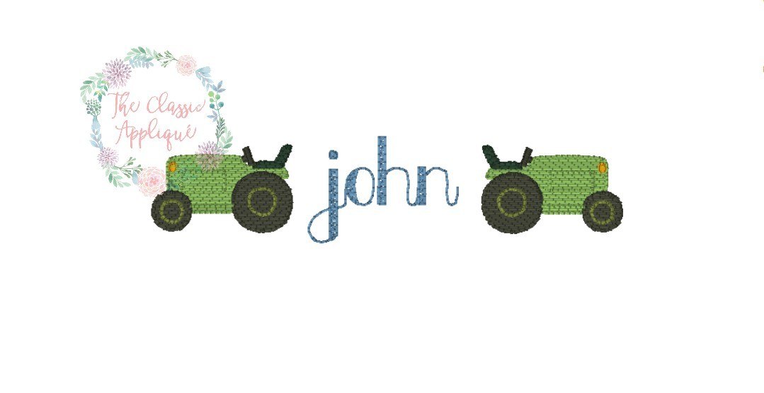 1079x556 Fall Boy Tractor Sketch Fill Mini Monogram Frame Machine - Tractor Sketch