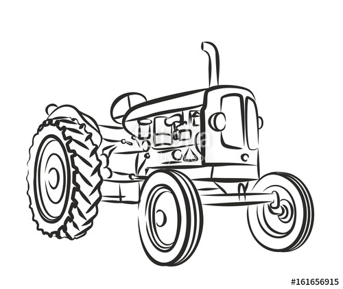 500x422 Sketch Of Old Tractor. Stock Photo And Royalty Free Images On - Tractor Sketch