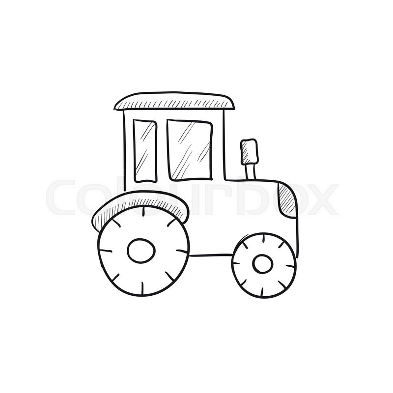 800x800 Tractor Sketch Icon For Web, Mobile And Infographics. Hand Drawn - Tractor Sketch