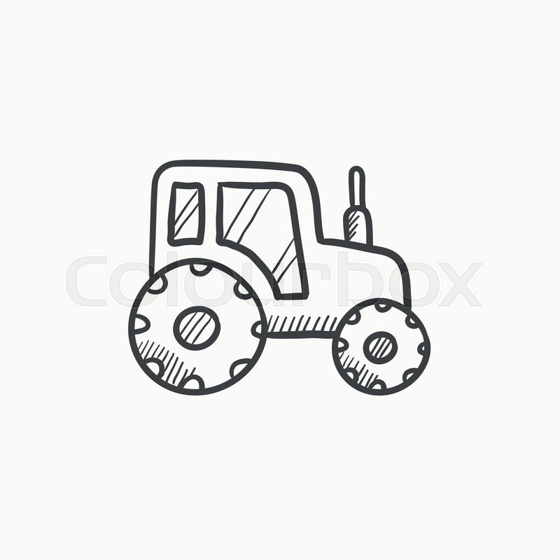 800x800 Tractor Vector Sketch Icon Isolated On Background. Hand Drawn - Tractor Sketch