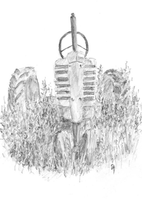 500x700 Vintage John Deere Tractor Sketch Greeting Card For Sale By David King - Tractor Sketch