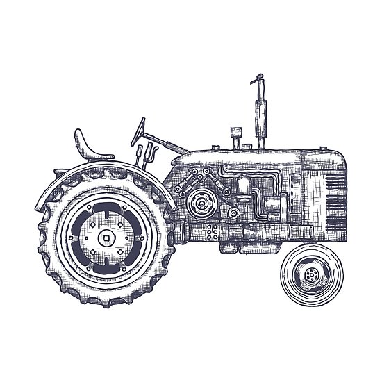 550x550 Vintage Agricultural Tractor, Sketch. Hand Drawn Posters By - Tractor Sketch