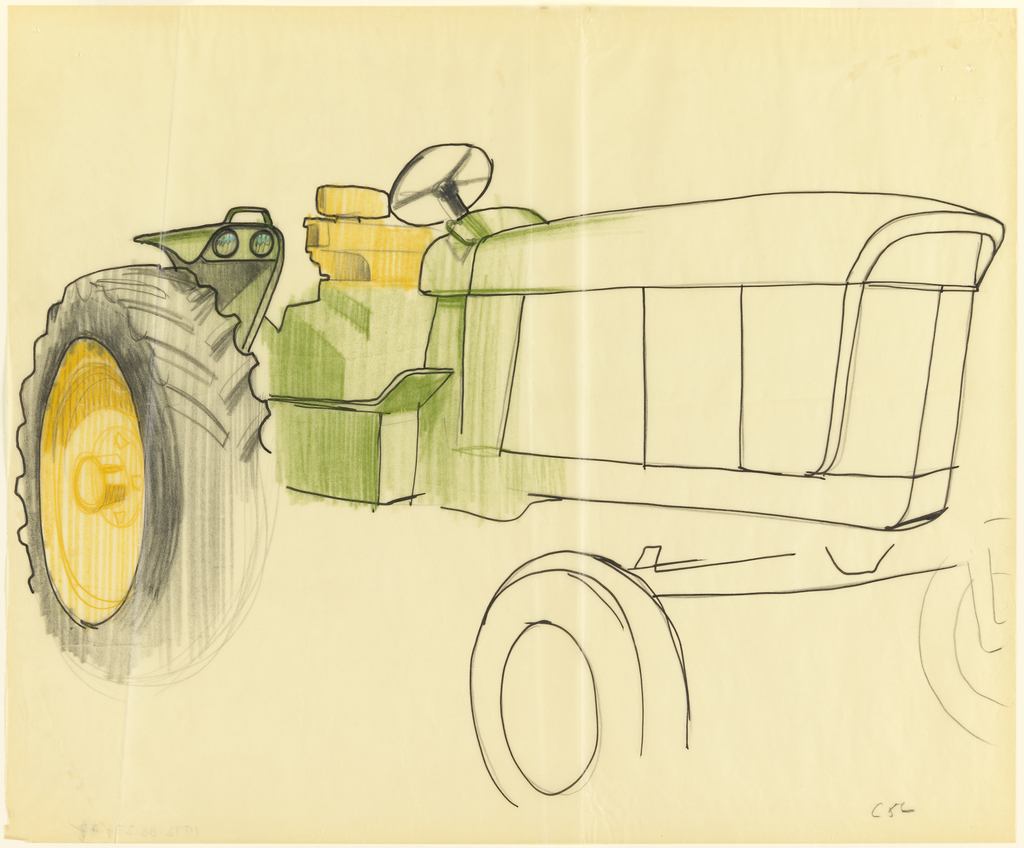 1024x848 Drawing, Sketch Of Tractor, For John Deere, Mid 20th Century - Tractor Sketch