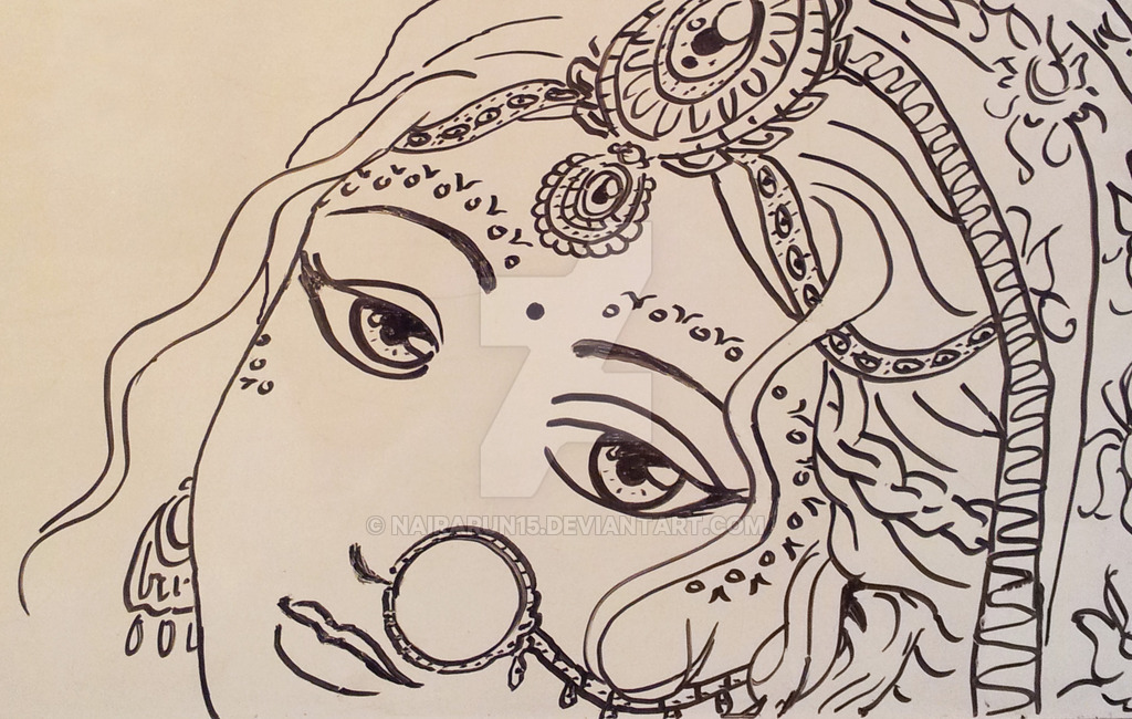 1024x650 Traditional Sketch Radharani Close Up By Nairarun15 - Traditional Sketches