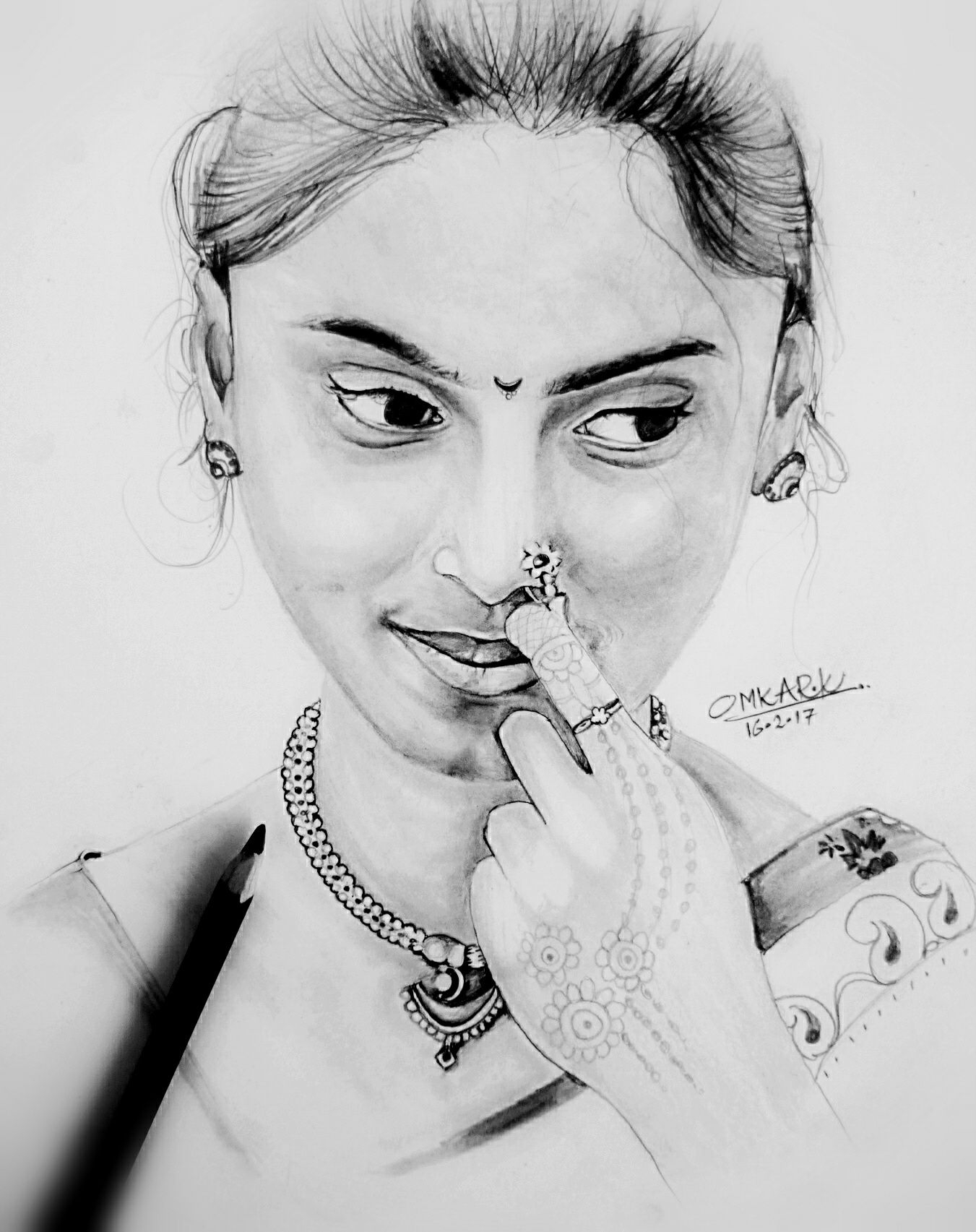 1351x1705 Beautiful Women Sketches Pencil Sketch Indian Women - Traditional Sketches