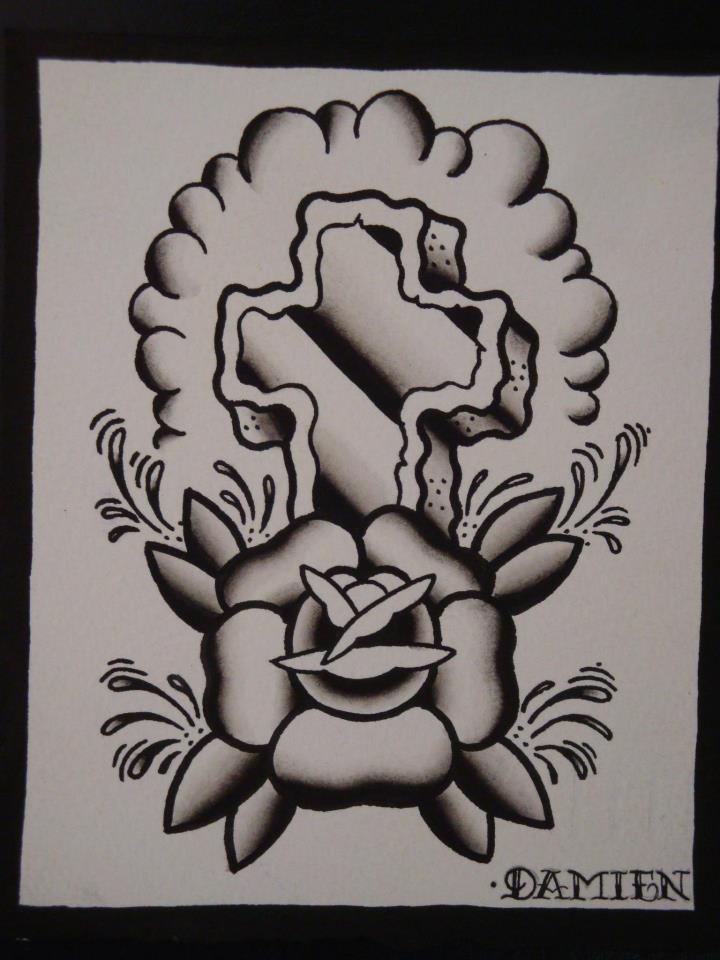 720x960 Rose Stone Cross Tattoo Sketch Best Tattoo Designs - Traditional Tattoo Sketch