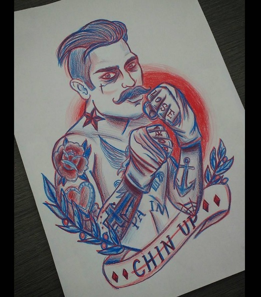521x592 Boxer - Traditional Tattoo Sketch