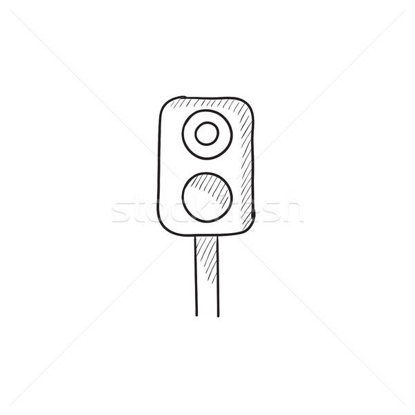 600x600 Railway Traffic Light Sketch Icon. Vector Illustration Andrei - Traffic Signal Sketch