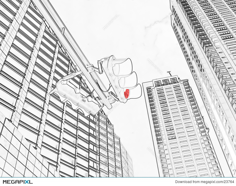 800x630 Red Traffic Light - Traffic Signal Sketch