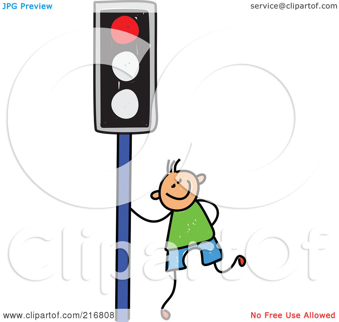 1080x1024 Royalty Free (Rf) Clipart Illustration Of A Childs Sketch Of A Boy - Traffic Signal Sketch