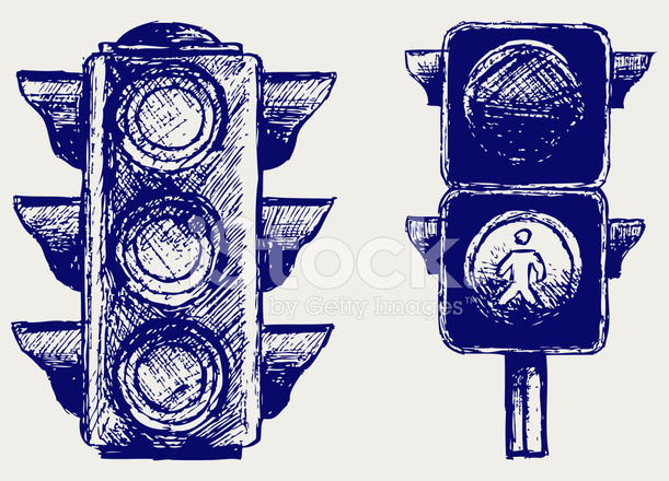 611x440 Traffic Light Stock Vector - Traffic Signal Sketch