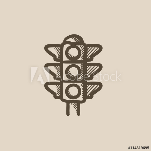 500x500 Traffic Light Sketch Icon. - Traffic Signal Sketch