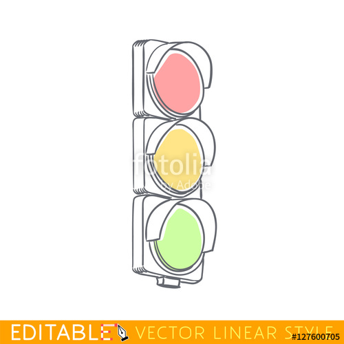 500x500 Traffic Light. Editable Outline Sketch. Stock Vector Illustration - Traffic Signal Sketch