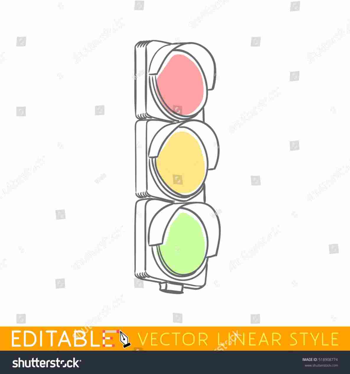 1185x1264 Traffic Light Outline Icon Style U Stock Vector Rhdepositphotoscom - Traffic Signal Sketch