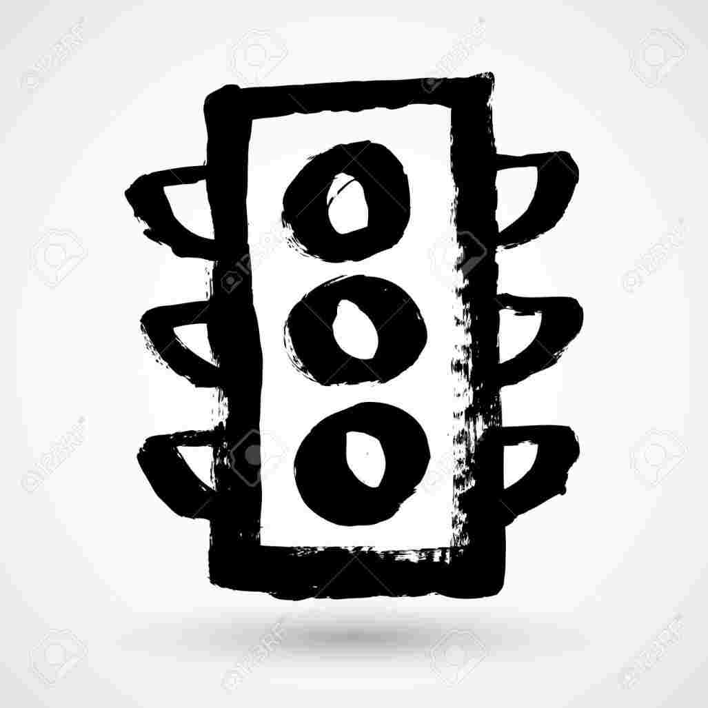 1027x1027 Traffic Light Sketch Wall Sticker Designs And Ideas - Traffic Signal Sketch