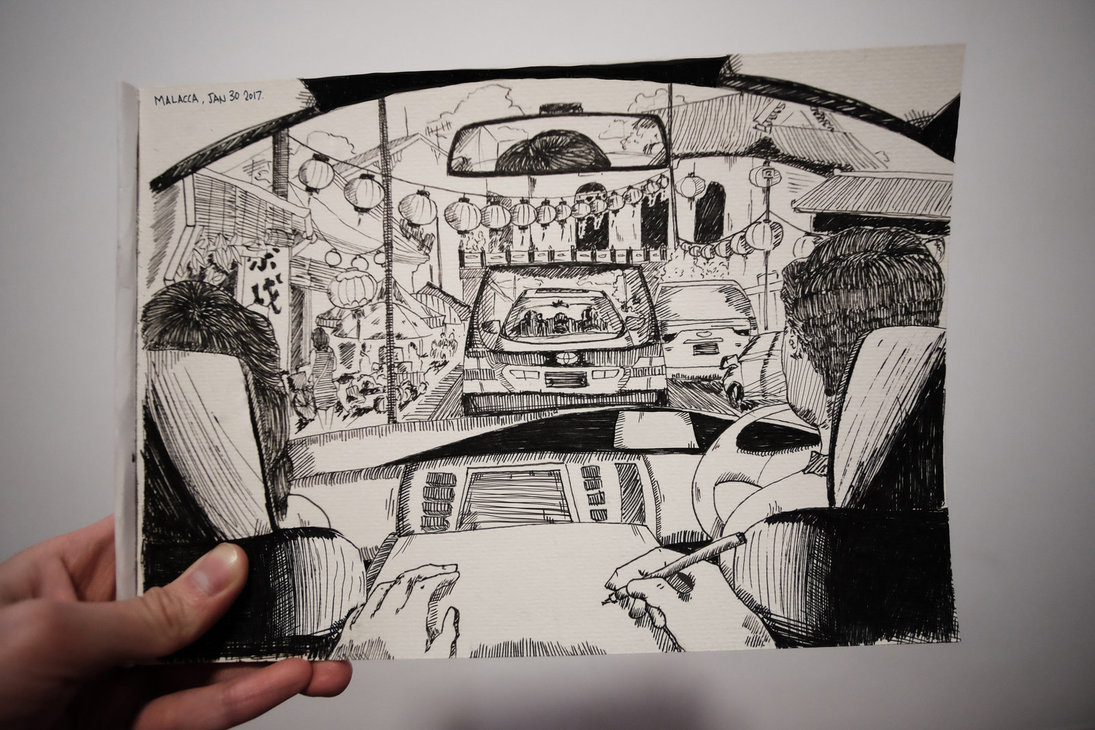 1095x730 Traffic Sketch By Raiseen - Traffic Sketch