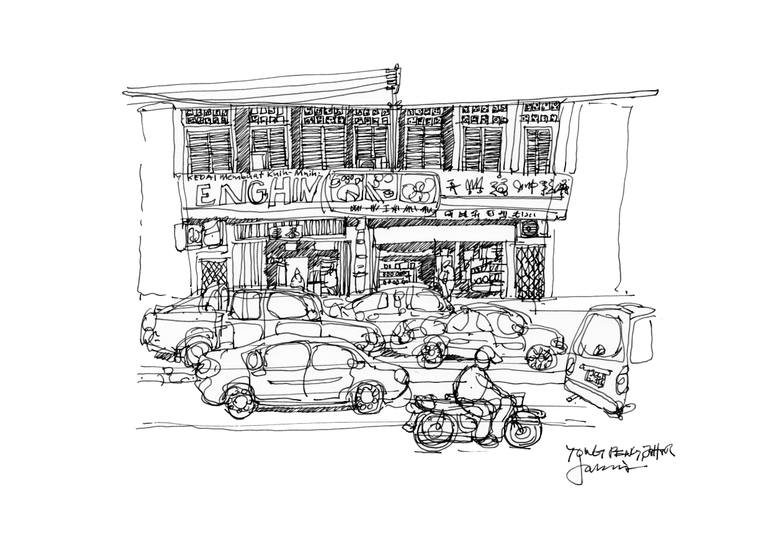 770x544 Yong Peng Traffic Drawing By Sahrudin Omar Saatchi Art - Traffic Sketch