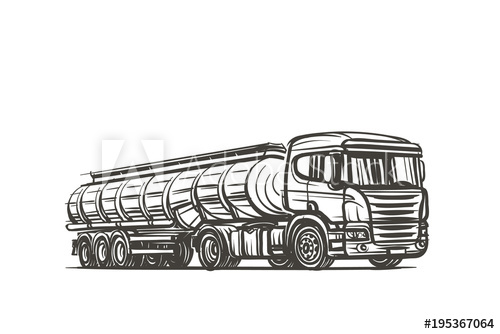 500x334 European Truck With Tank Trailer Sketch. Vector. - Trailer Sketch
