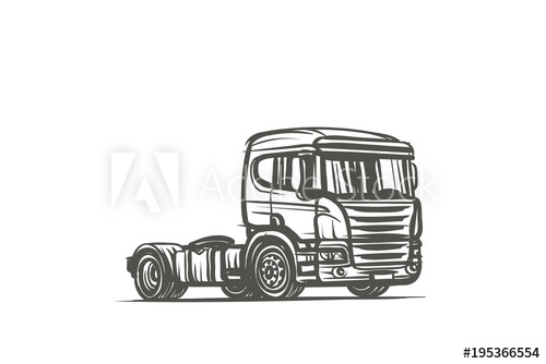 500x334 European Truck Without Trailer Sketch. Vector. - Trailer Sketch