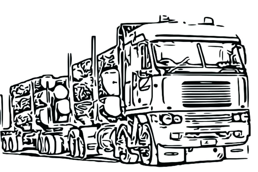 858x573 Free Log Truck Coloring Pages Tractor Trailer Coloring Pages Log - Trailer Sketch