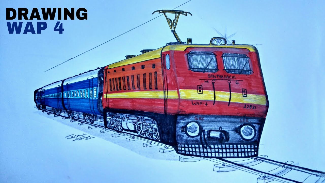 Train Engine Sketch at PaintingValley.com | Explore collection of Train