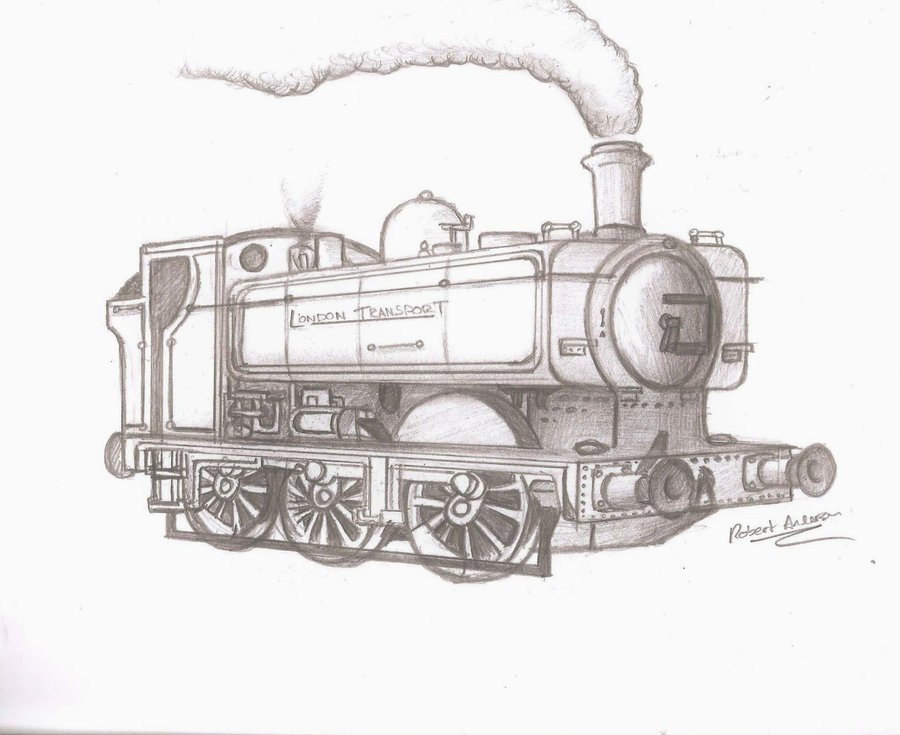 900x735 Lt Pannier Tank Engine Sketch By Robie Chan - Train Engine Sketch