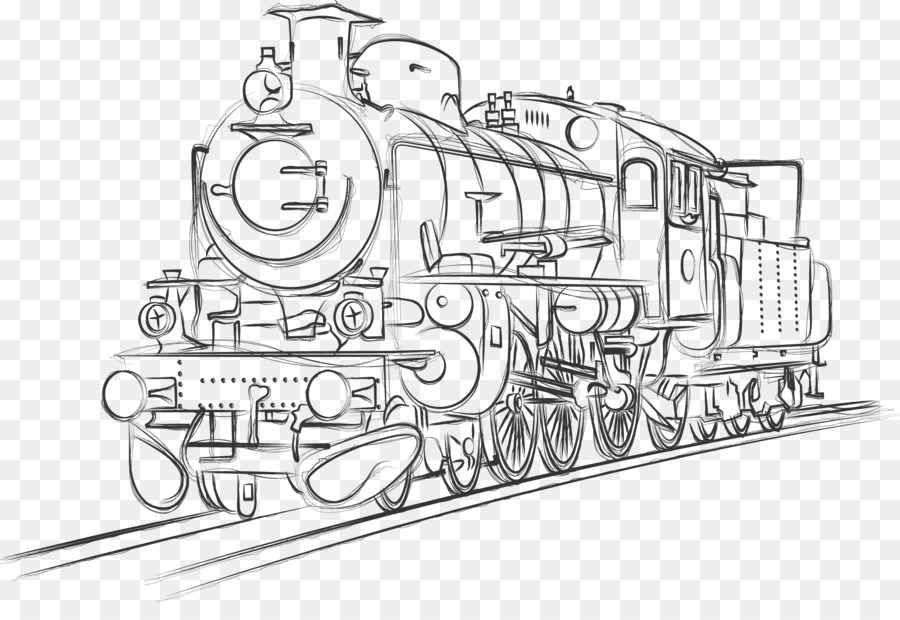 900x620 Train Rail Transport Locomotive Sketch - Train Engine Sketch