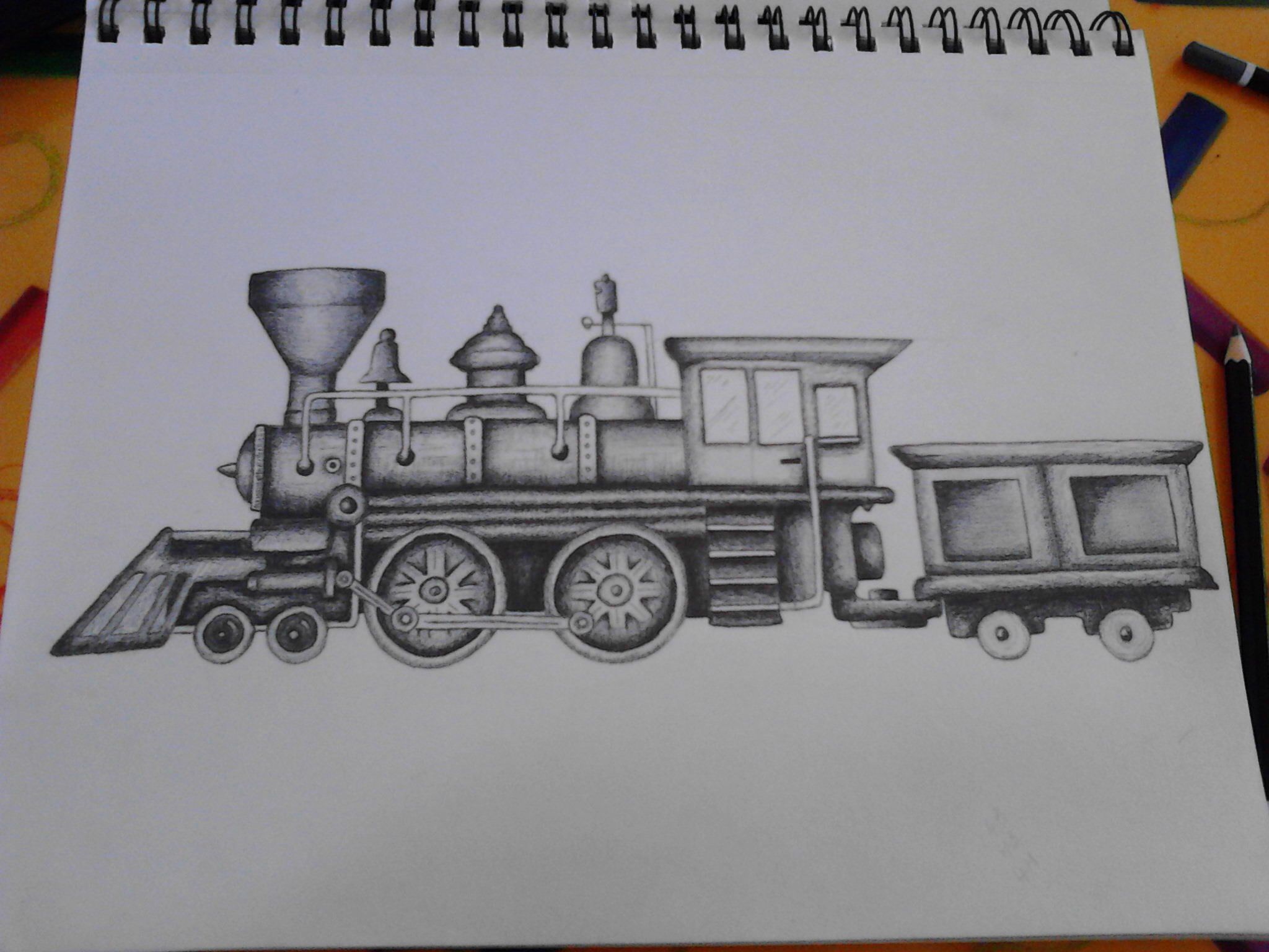 2048x1536 Locomotive Train Pencil Sketch Art Sketches - Train Pencil Sketch