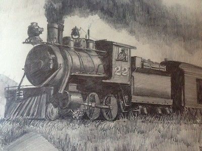 400x300 Roscoe Misselhorn Steam Locomotive Train Engine Pencil Sketch - Train Pencil Sketch