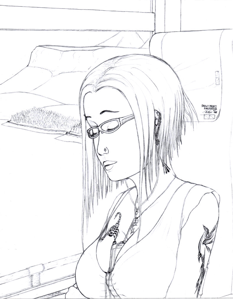 789x1013 Sleeping In The Train (Pencil Sketch) By Haleryan - Train Pencil Sketch