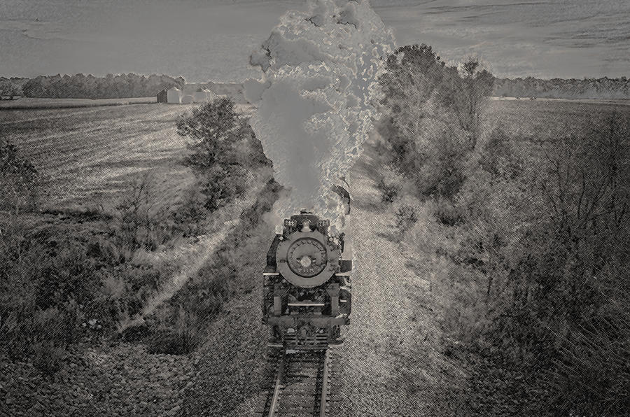 900x596 Steam Train Pencil Sketch Photograph By Tim The Bikeman - Train Pencil Sketch