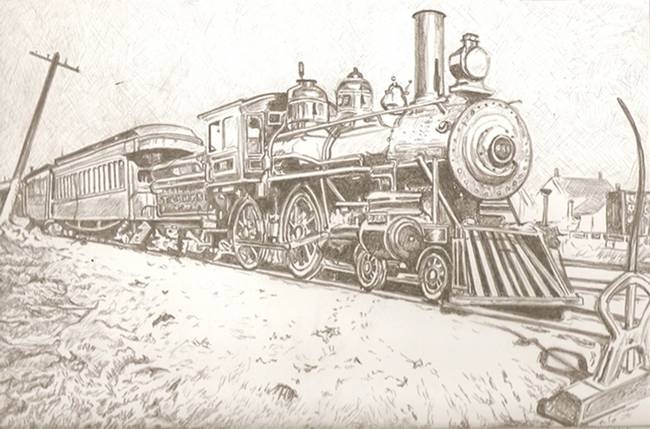 650x429 Stunning Train Colored Pencil Drawings And Illustrations For - Train Pencil Sketch