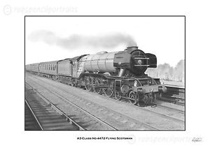 300x212 Flying Scotsman Steam Train Pencil Drawing Art Print Signed Ebay - Train Pencil Sketch