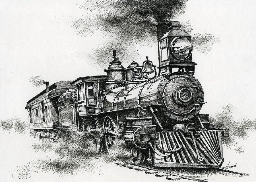 900x641 Spirit Of Steam Drawing - Train Sketch