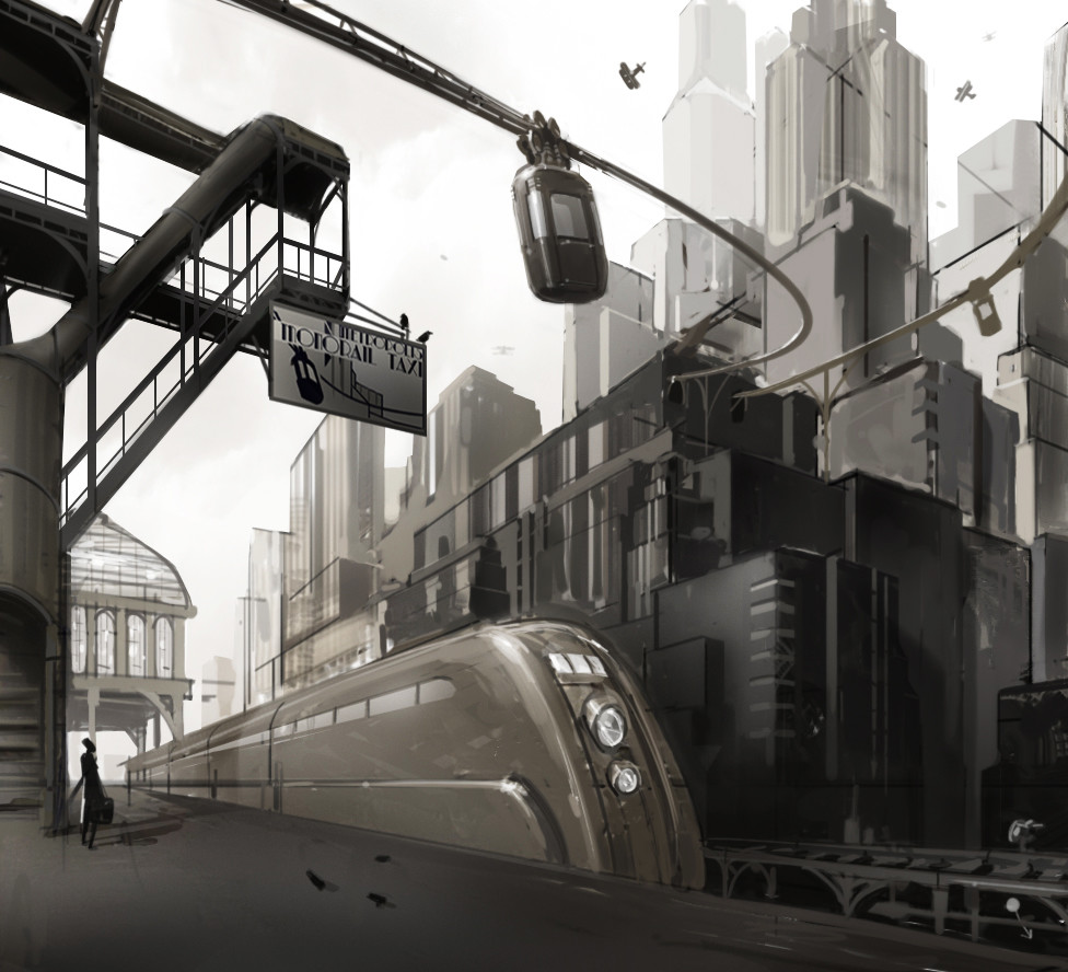 976x888 Maxim Dadin - Train Station Sketch