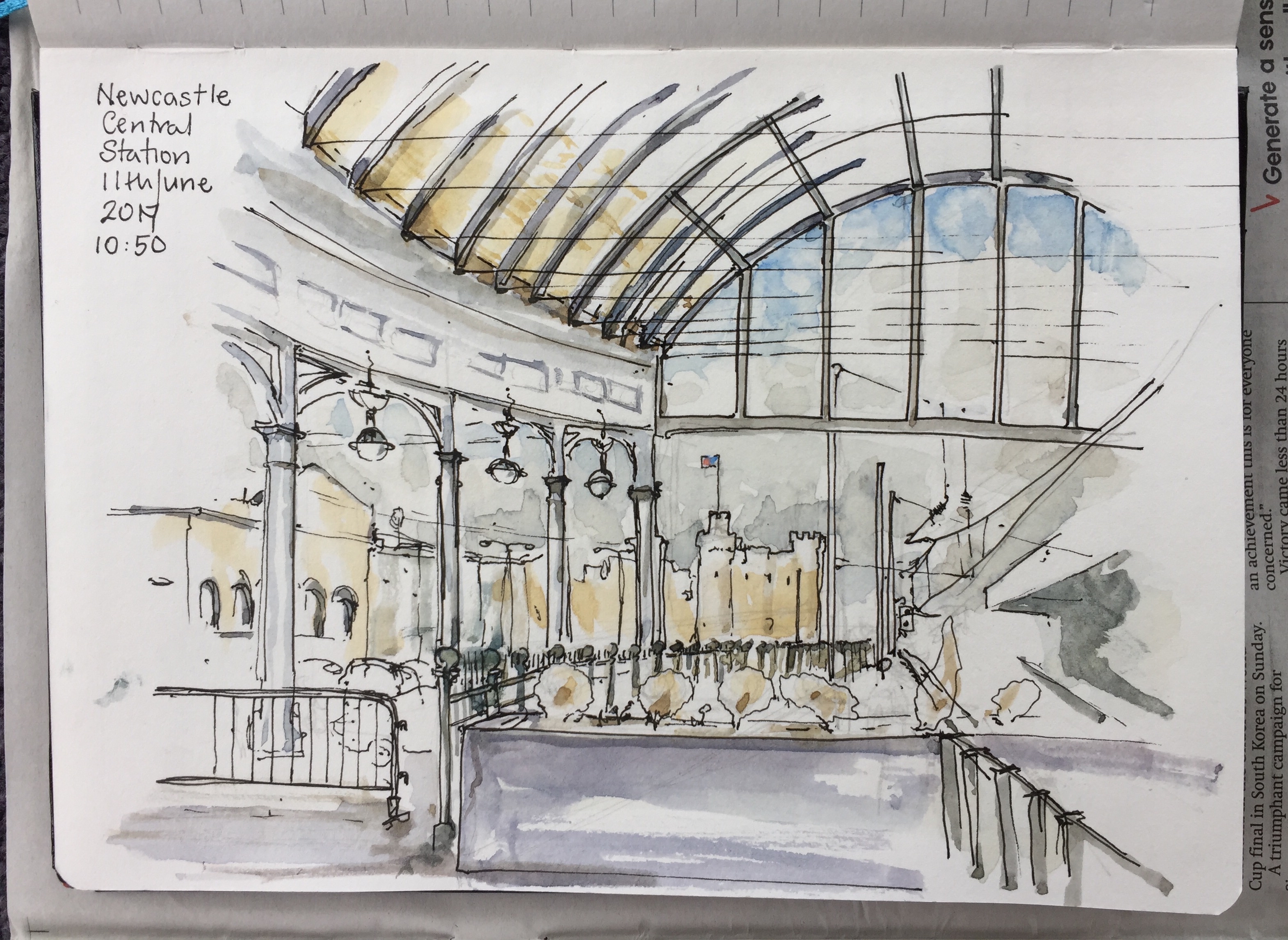 3140x2291 Newcastle Central Station Jane Sketching - Train Station Sketch