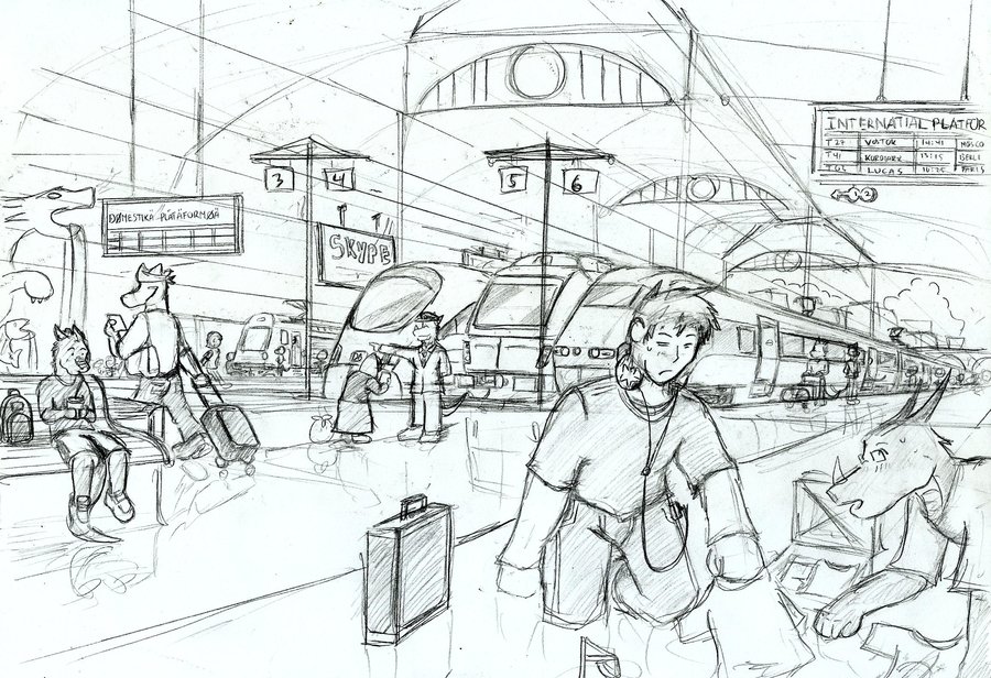900x616 Somerskaya Train Station By Gingatokkyu - Train Station Sketch